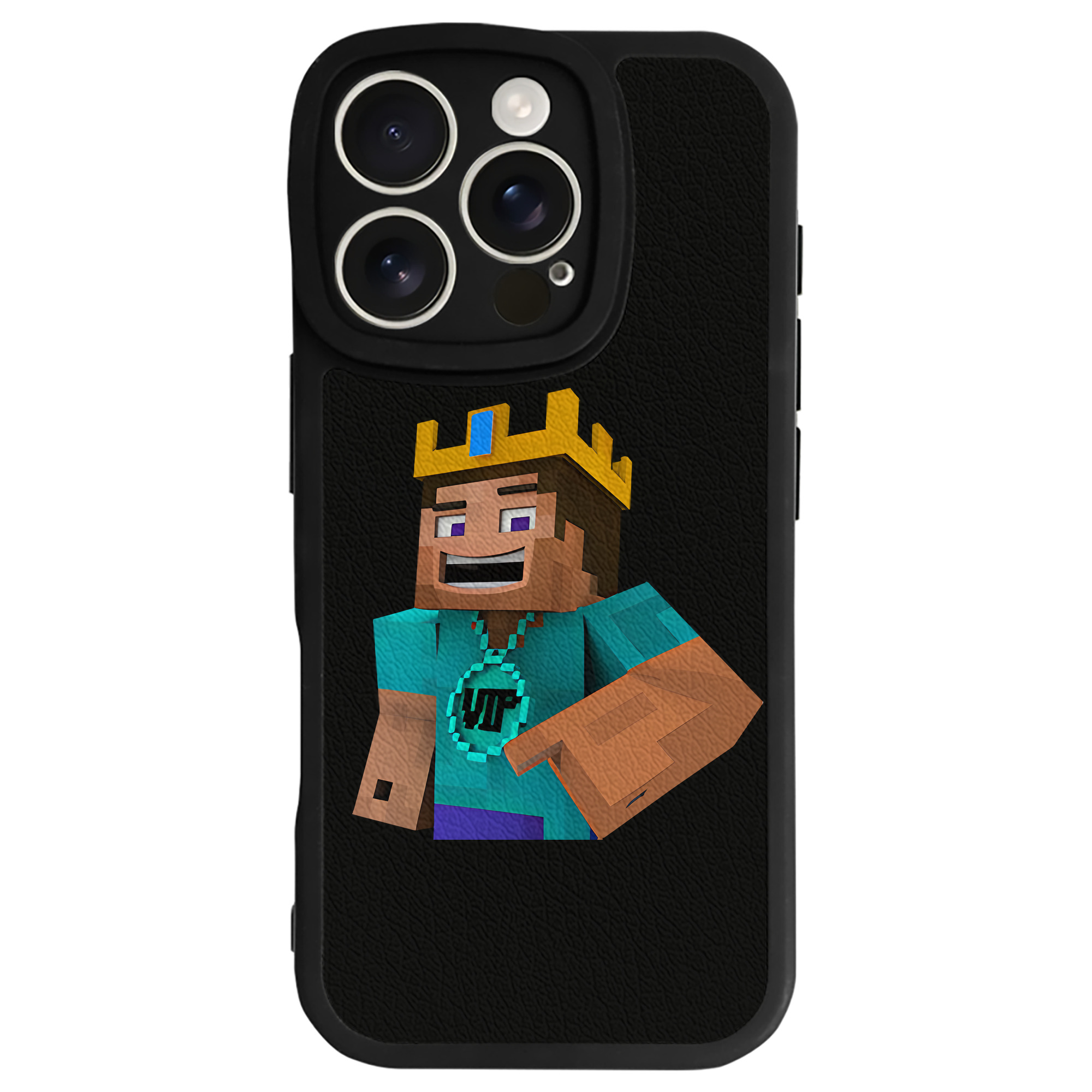 （画像用） マインクラフト ブロックの世界 Minecraft MC Block world 【iPhone 16シリーズ対応】シリコンスマホケース（レザー調） 材質：シリコン